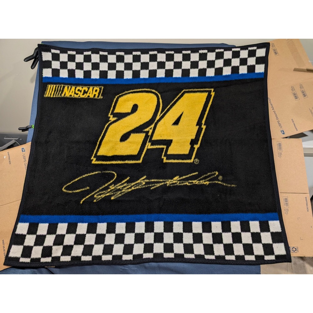 Vintage 1999 NASCAR Jeff Gordon 24 Biederlack Blanket Throw 53"x46" Made in USA